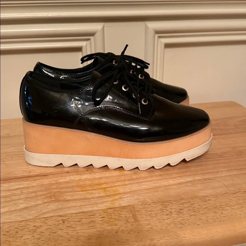 Aldo Black Patent Leather Oxfords‎ Sz 5Uk/7-7.5 US